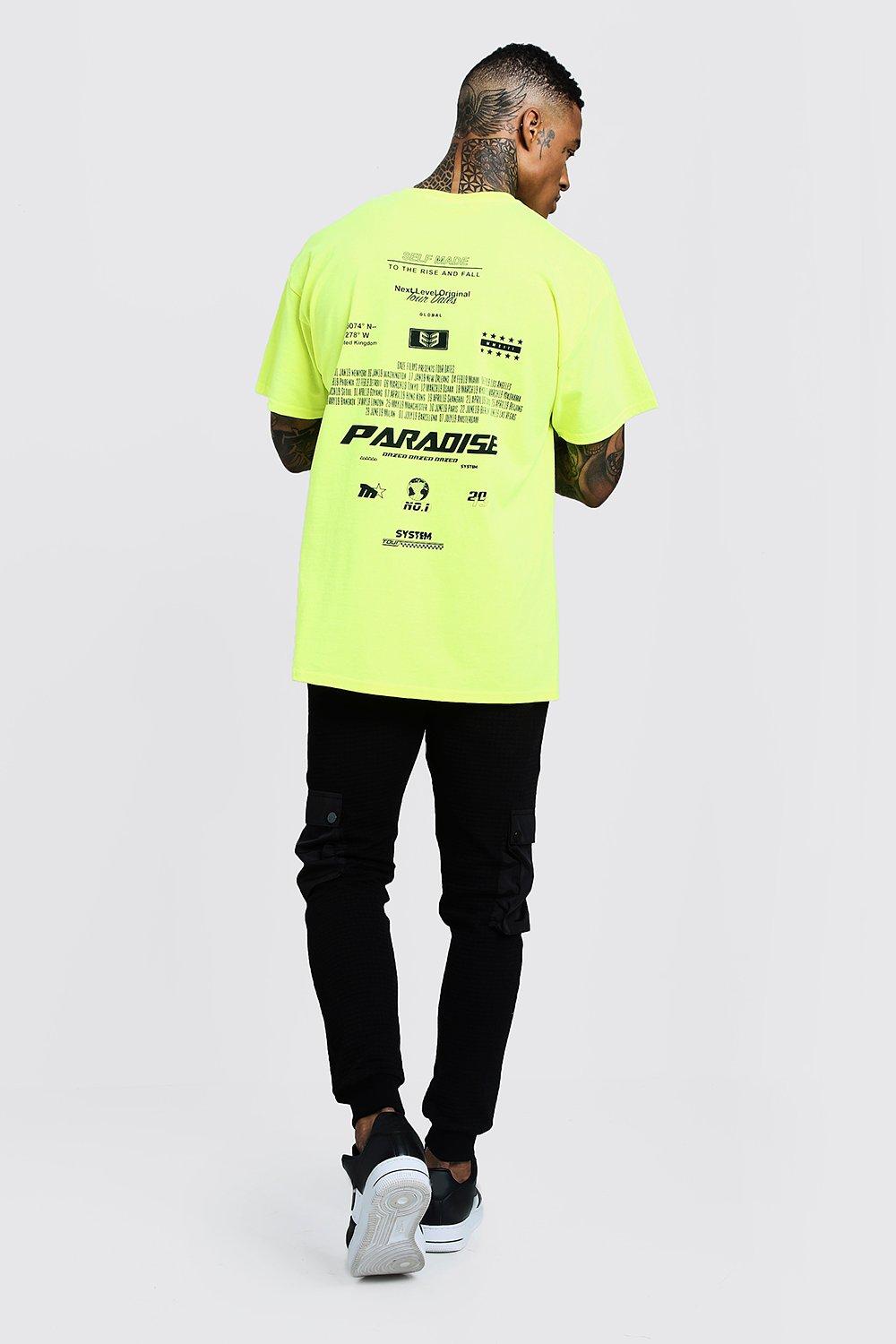 T shirt oversize imprime fluo devant et dos