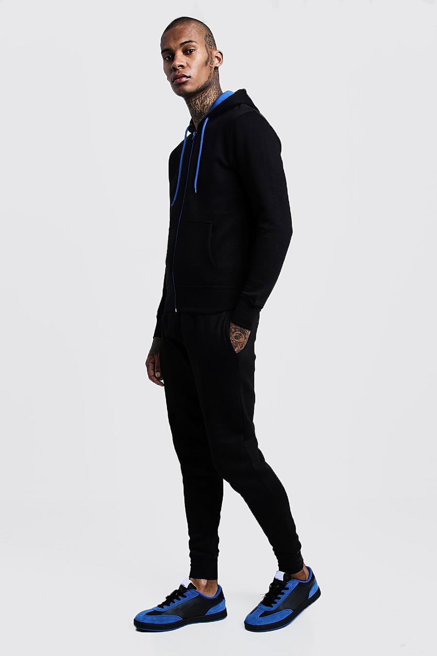 Zip Hooded Tracksuit With Blue Contrast Zip image number 1