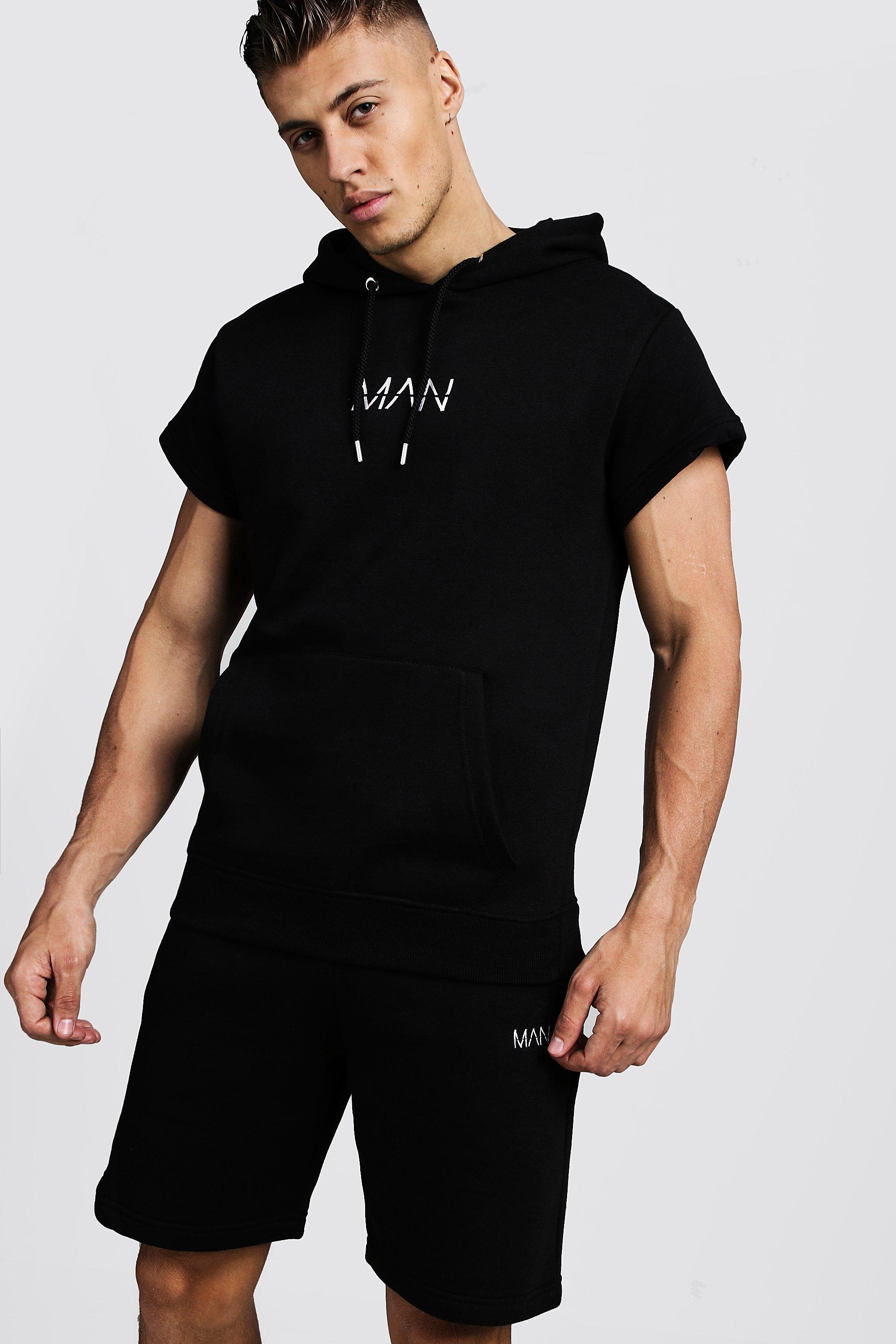 Mens black outlet short sleeve hoodie