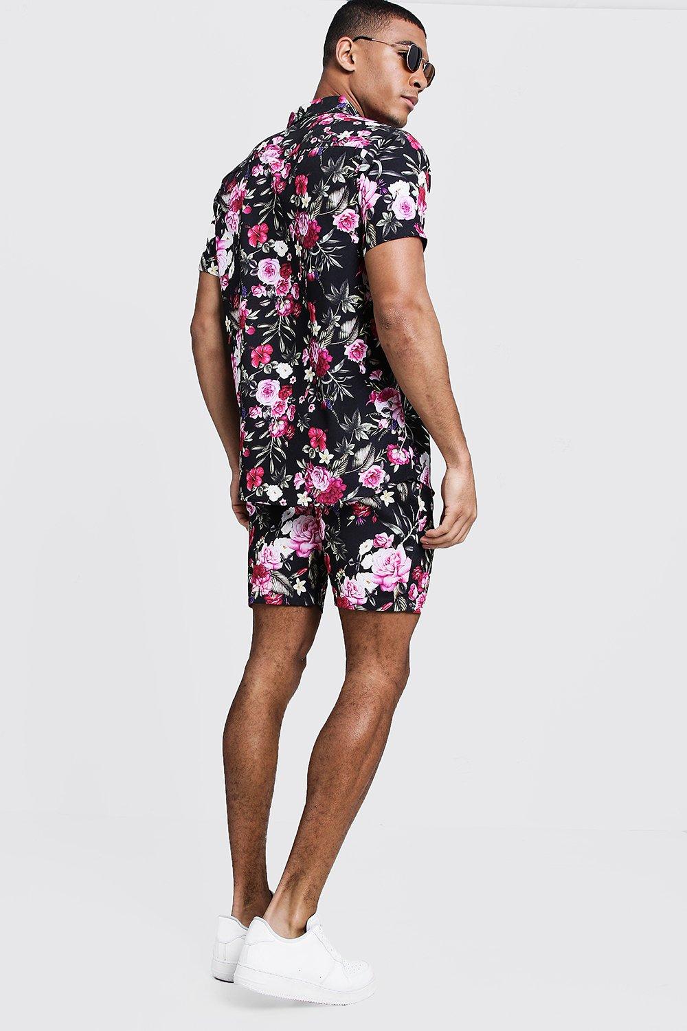 Pantalones cortos con cordon ajustable con estampado de flores
