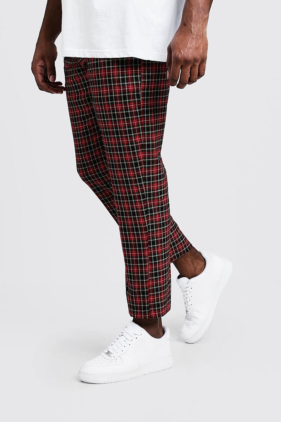 Red Big & Tall Plaid Cropped Pants image number 1