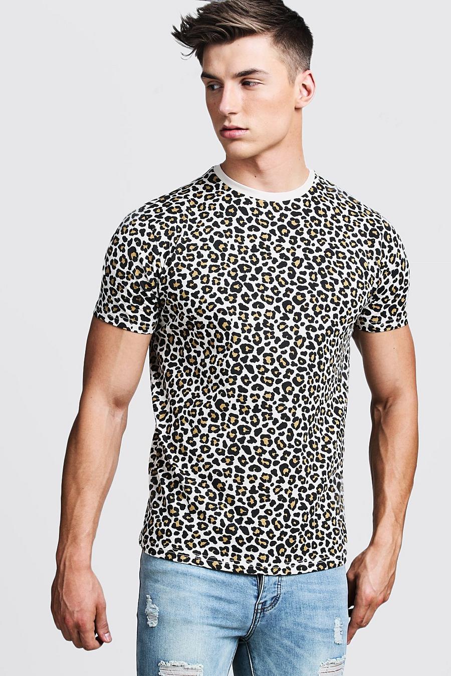 Men's Leopard Print T-Shirt | Boohoo UK
