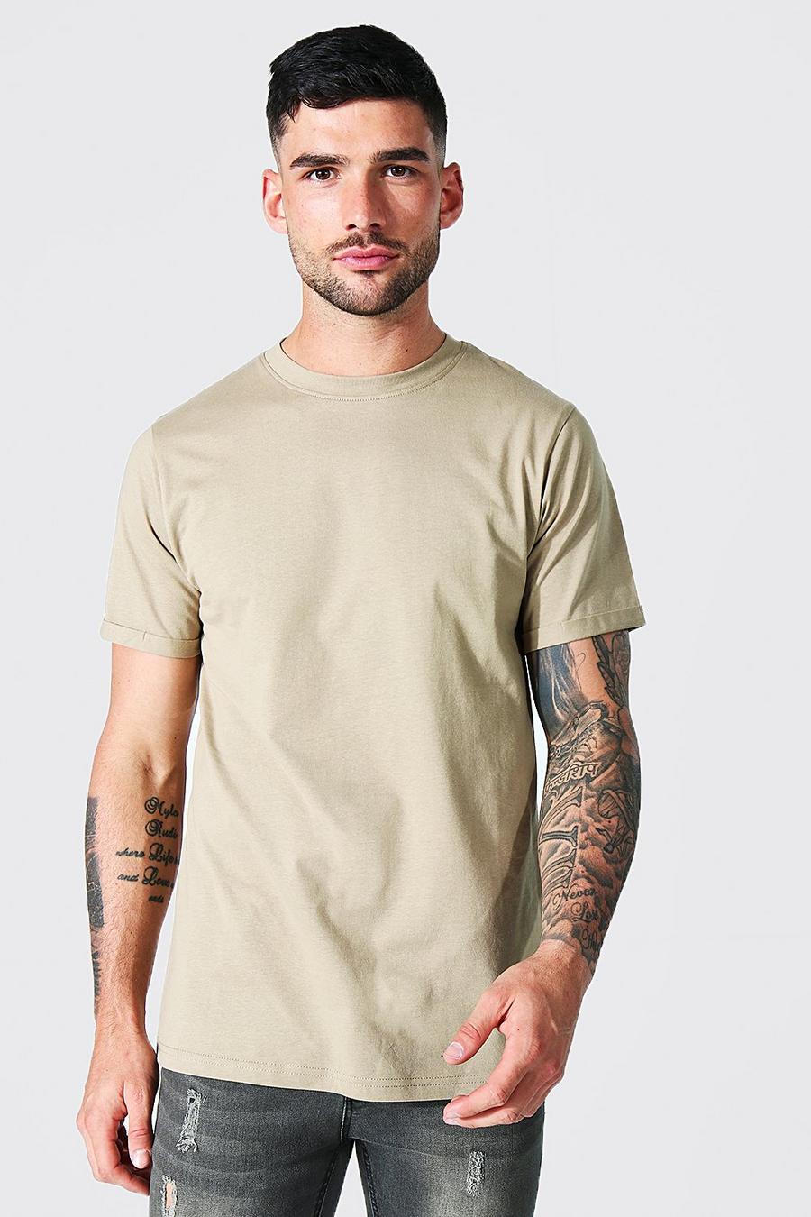 Sage silver Roll Sleeve Crew Neck T-shirt image number 1