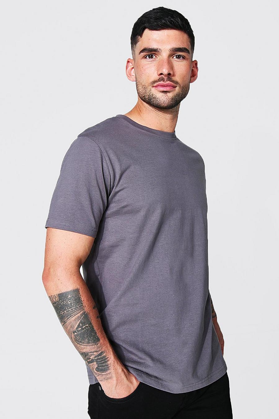 Charcoal Basic T-shirt med rund hals image number 1