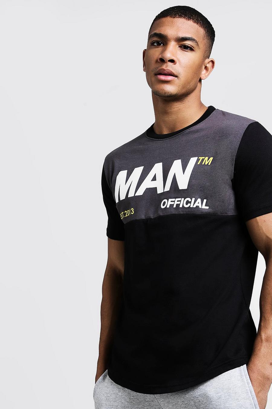 Colour Block MAN Official Curve Hem T-Shirt image number 1