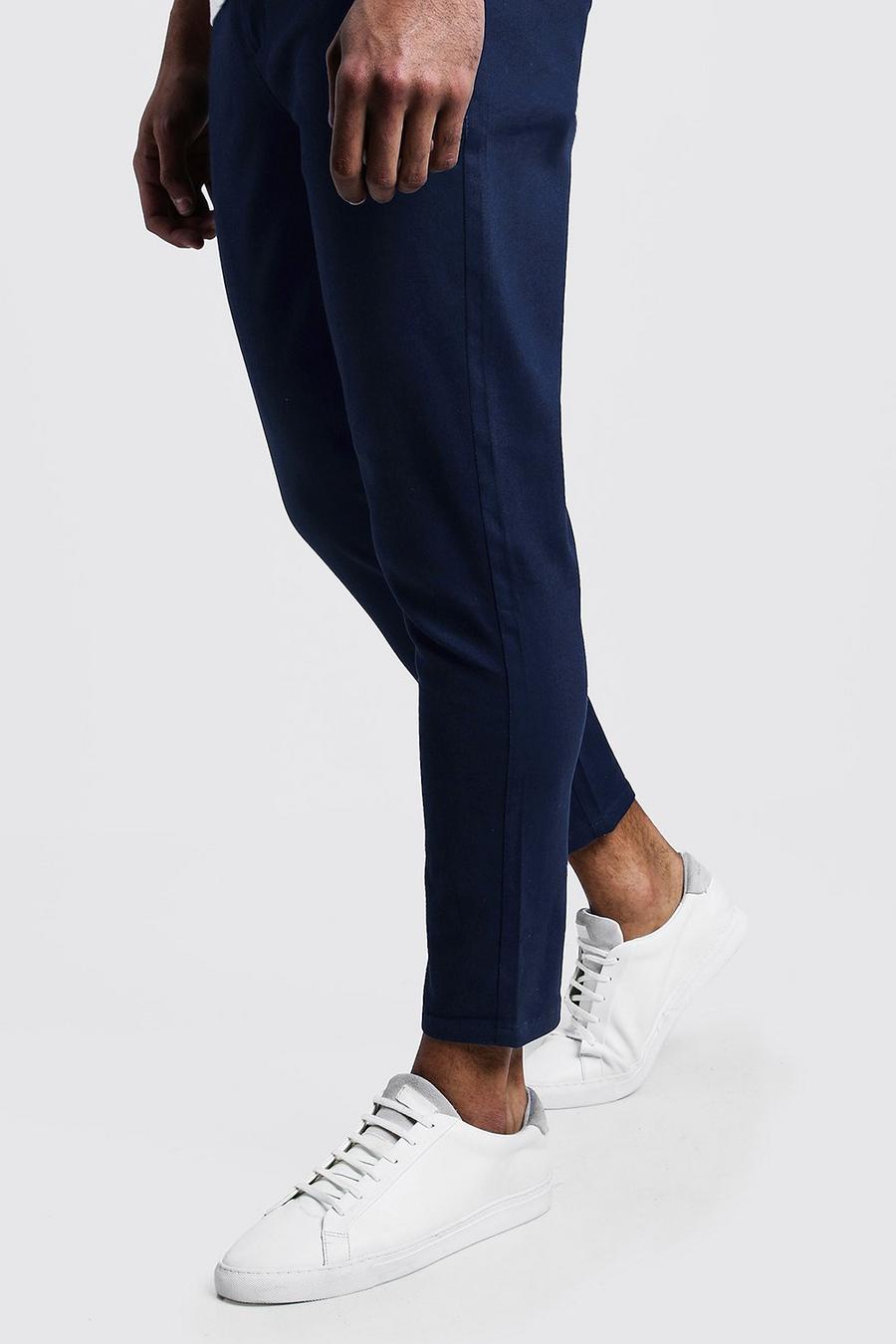 Navy Skinny Fit Cropped Chino Pants image number 1