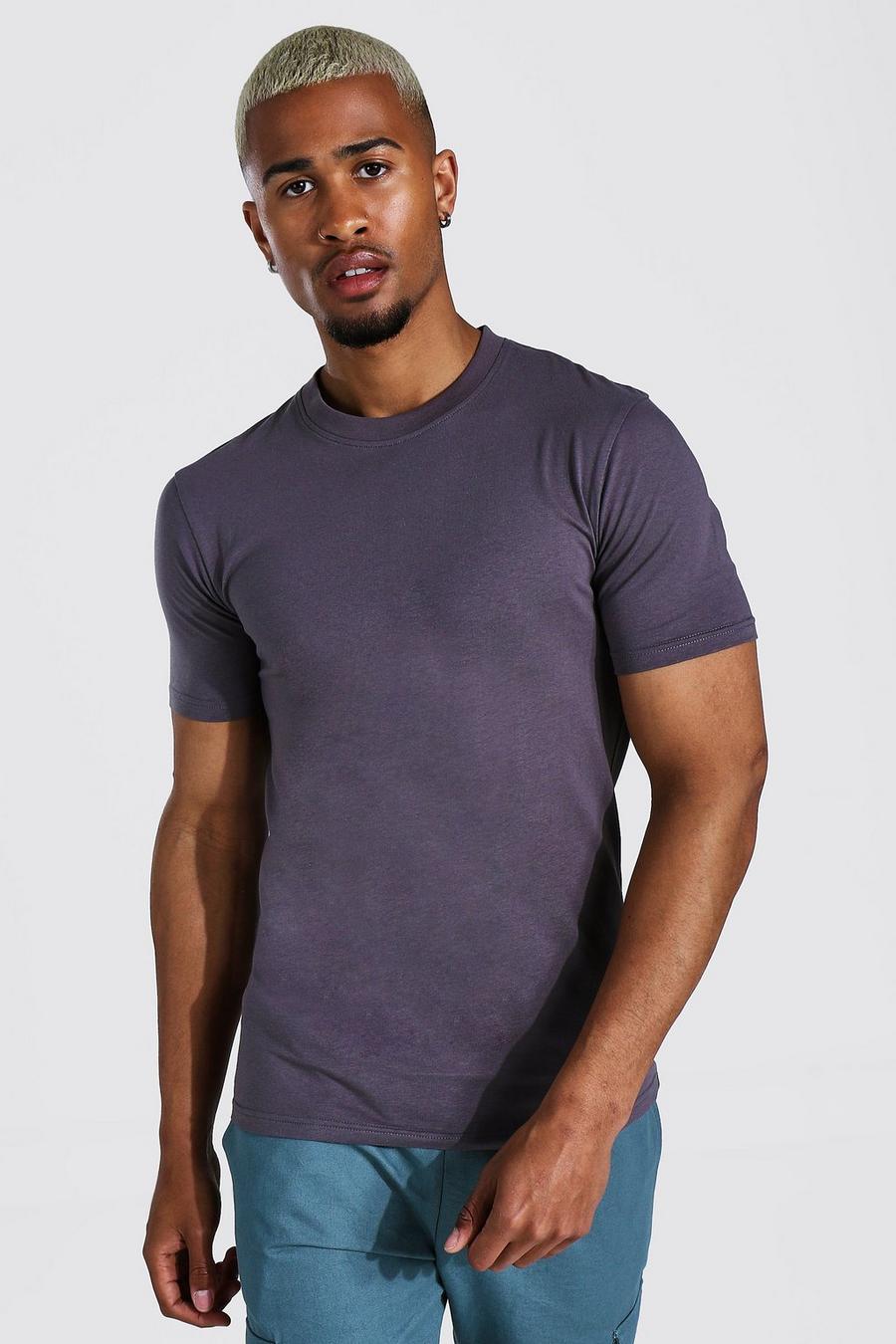Charcoal Muscle Fit Crew Neck T-shirt image number 1