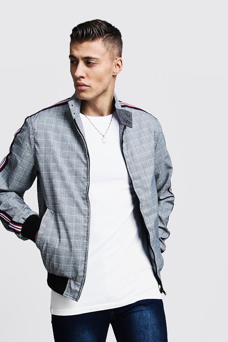 Grey Check Harrington With Side Tape image number 1