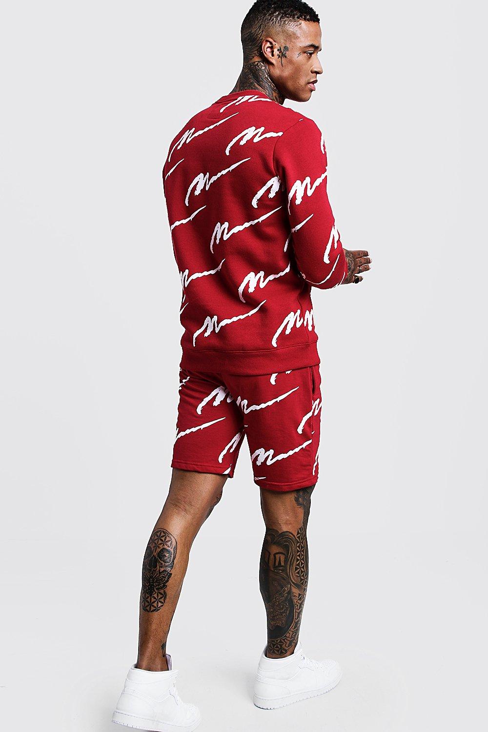 all over man print sweater short tracksuit