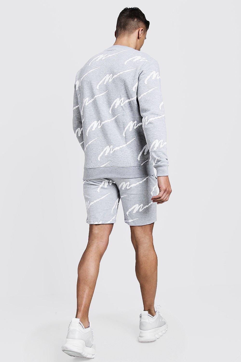 all over man print sweater short tracksuit