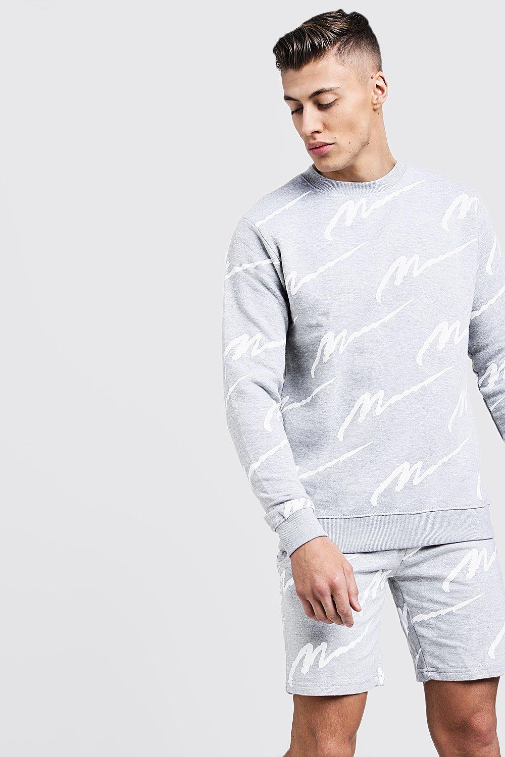 all over man print sweater short tracksuit