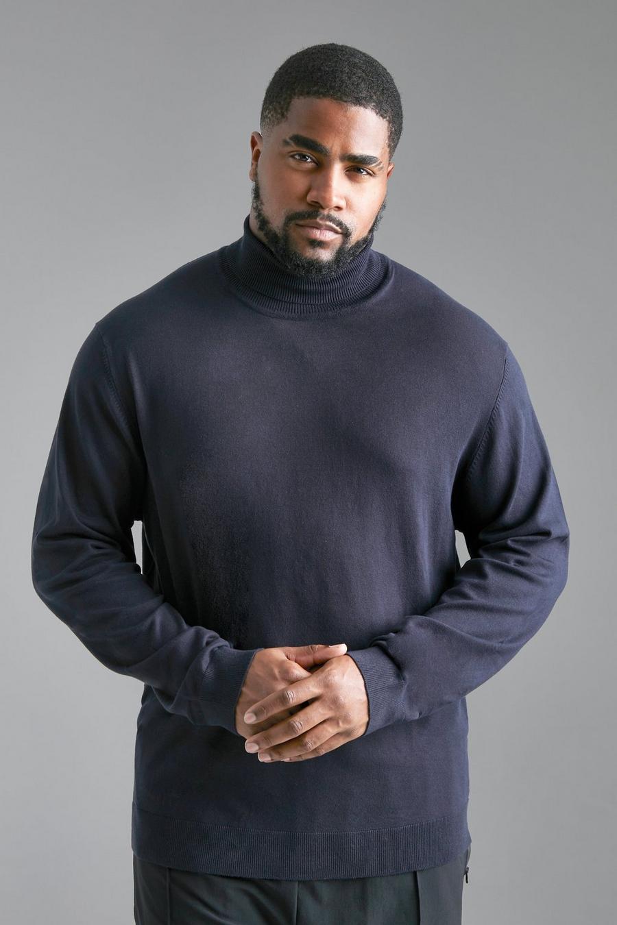 Navy Plus Recycled Regular Fit Roll Neck Jumper