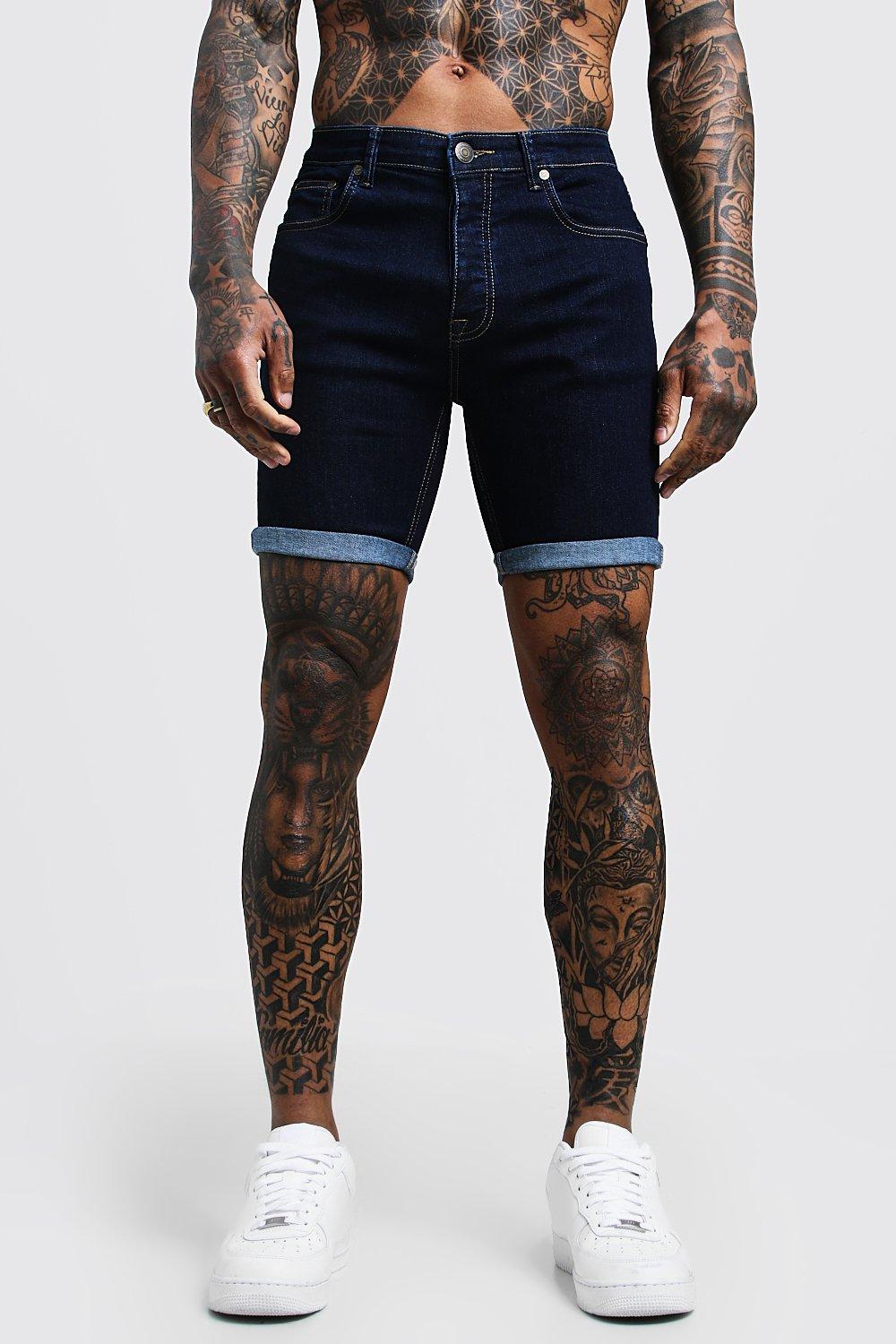 mens black skinny shorts