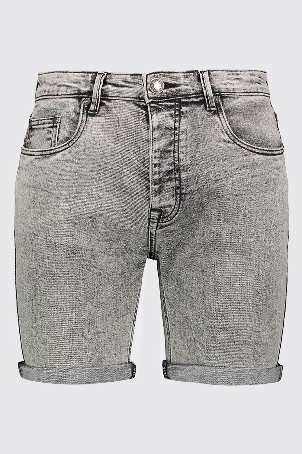 grey denim short