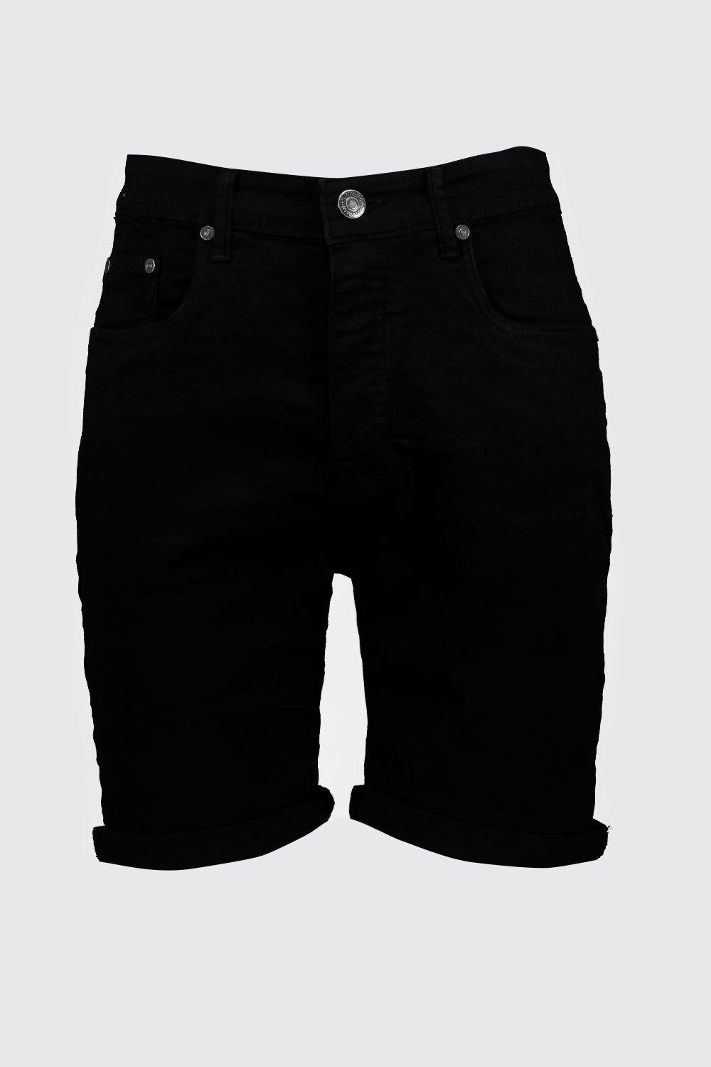 tall black denim shorts