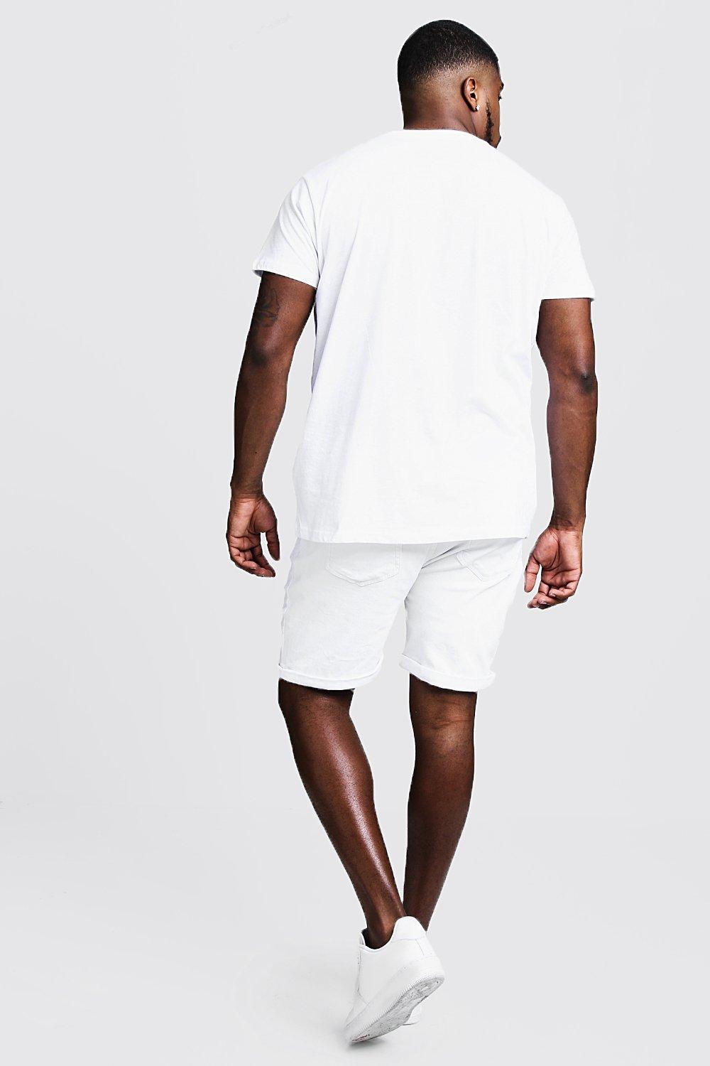 big and tall white jean shorts
