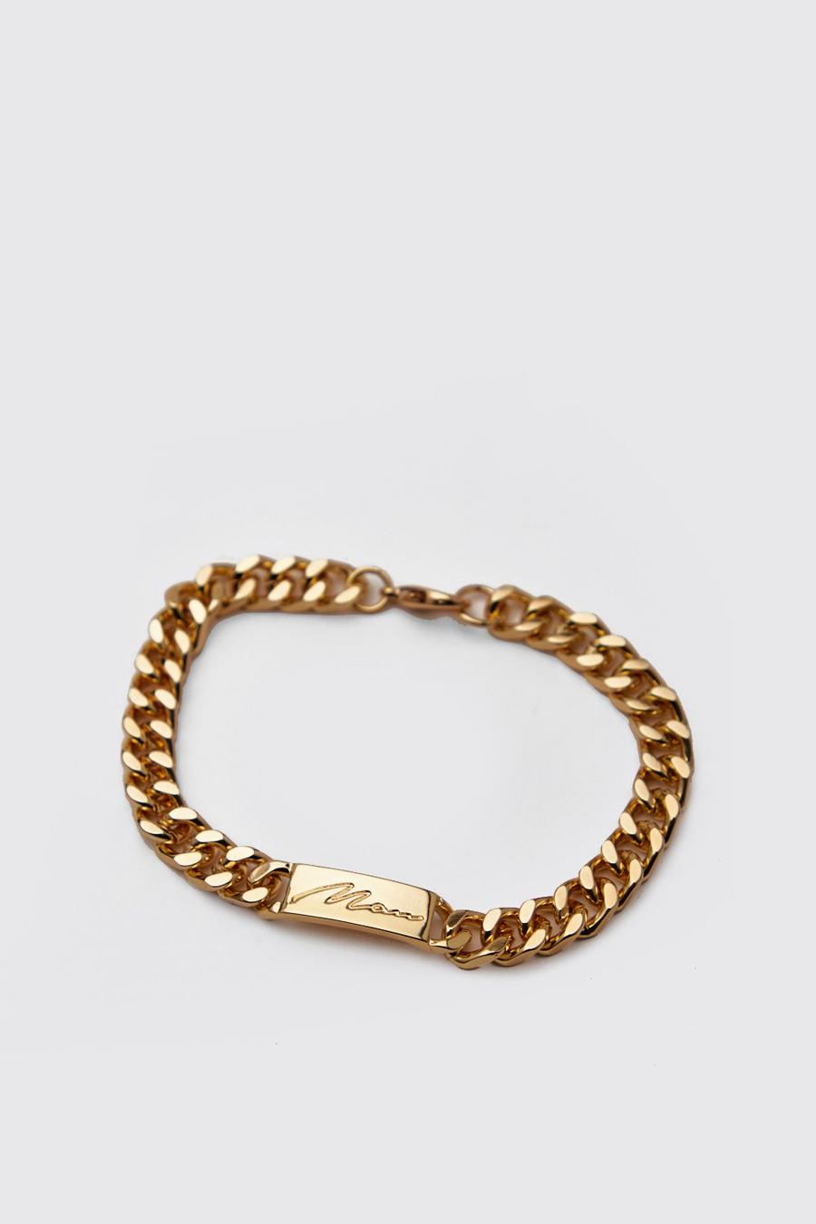 Gold MAN Emboss Chain Bracelet image number 1