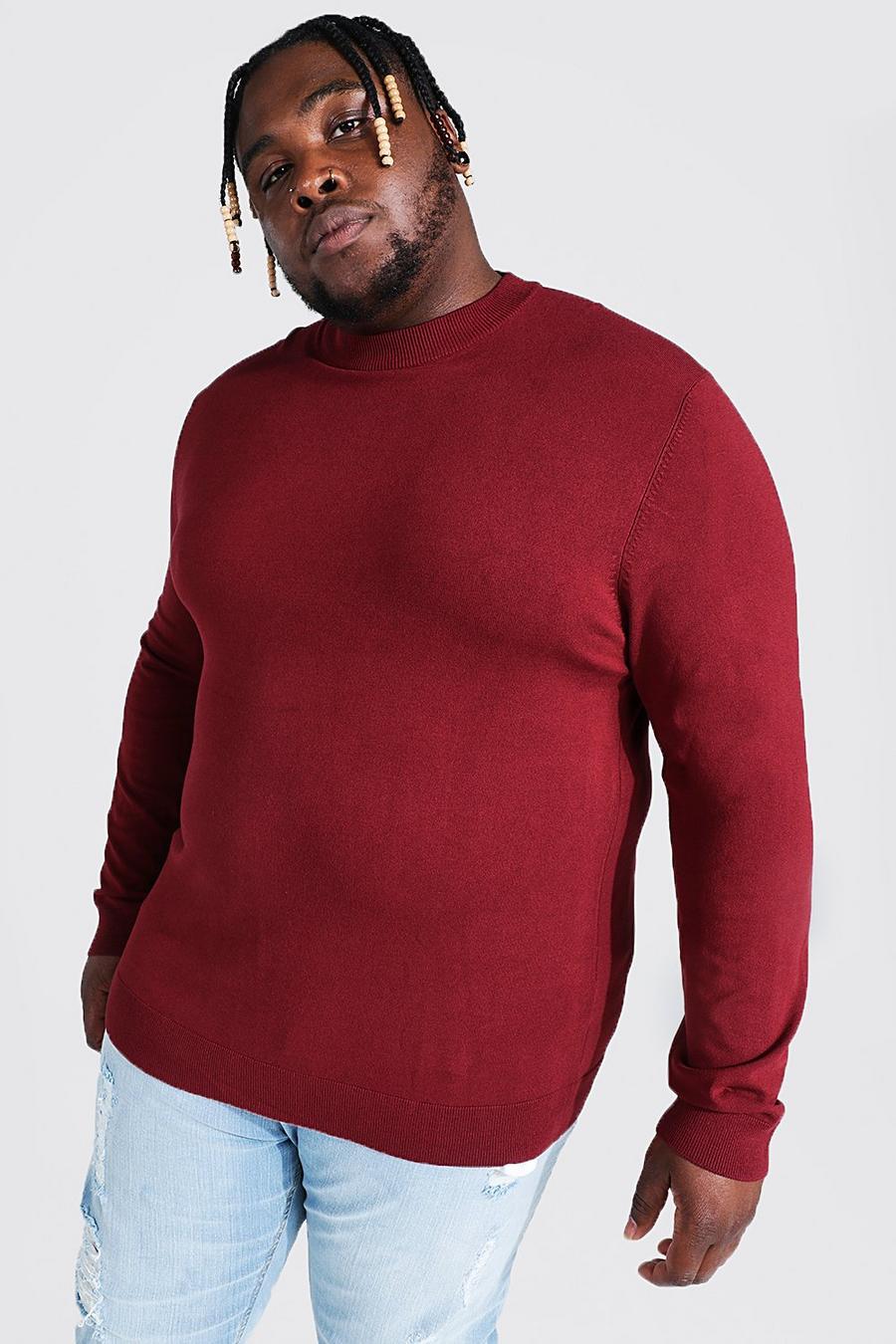 Burgundy red Plus Recycled Regular Fit Turtle Neck Jumper