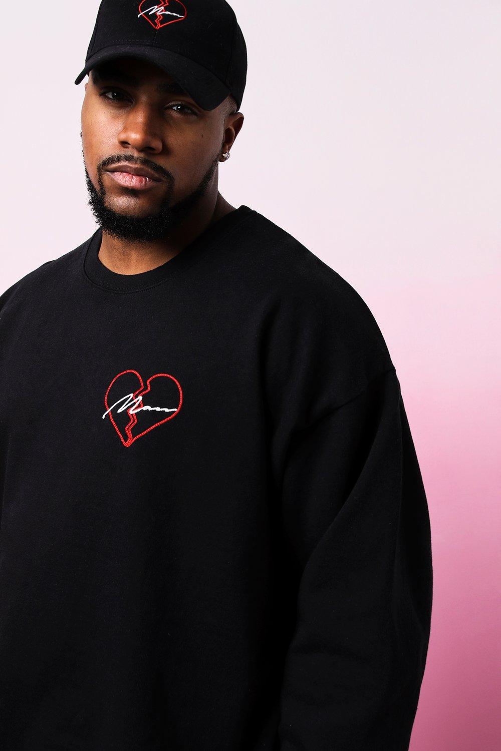 Big Tall Valentines MAN Broken Heart Sweater boohoo NO