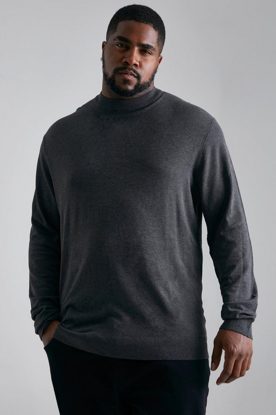 Charcoal grey Plus Recycled Regular Fit Turtle Neck Jumper