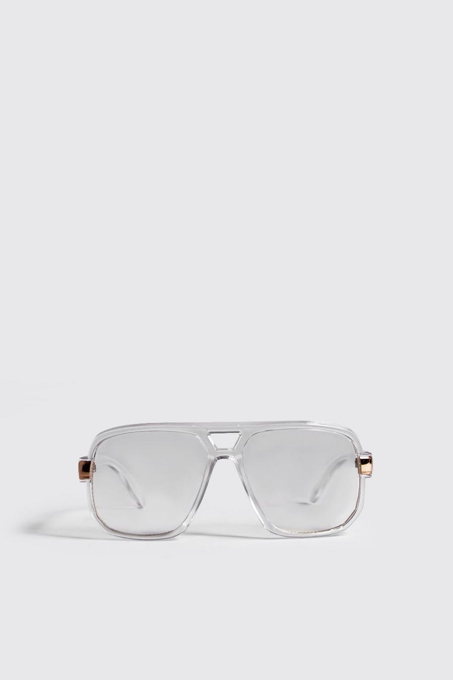 Sonnenbrille mit schwerem Kunststoffgestell, Weiß image number 1