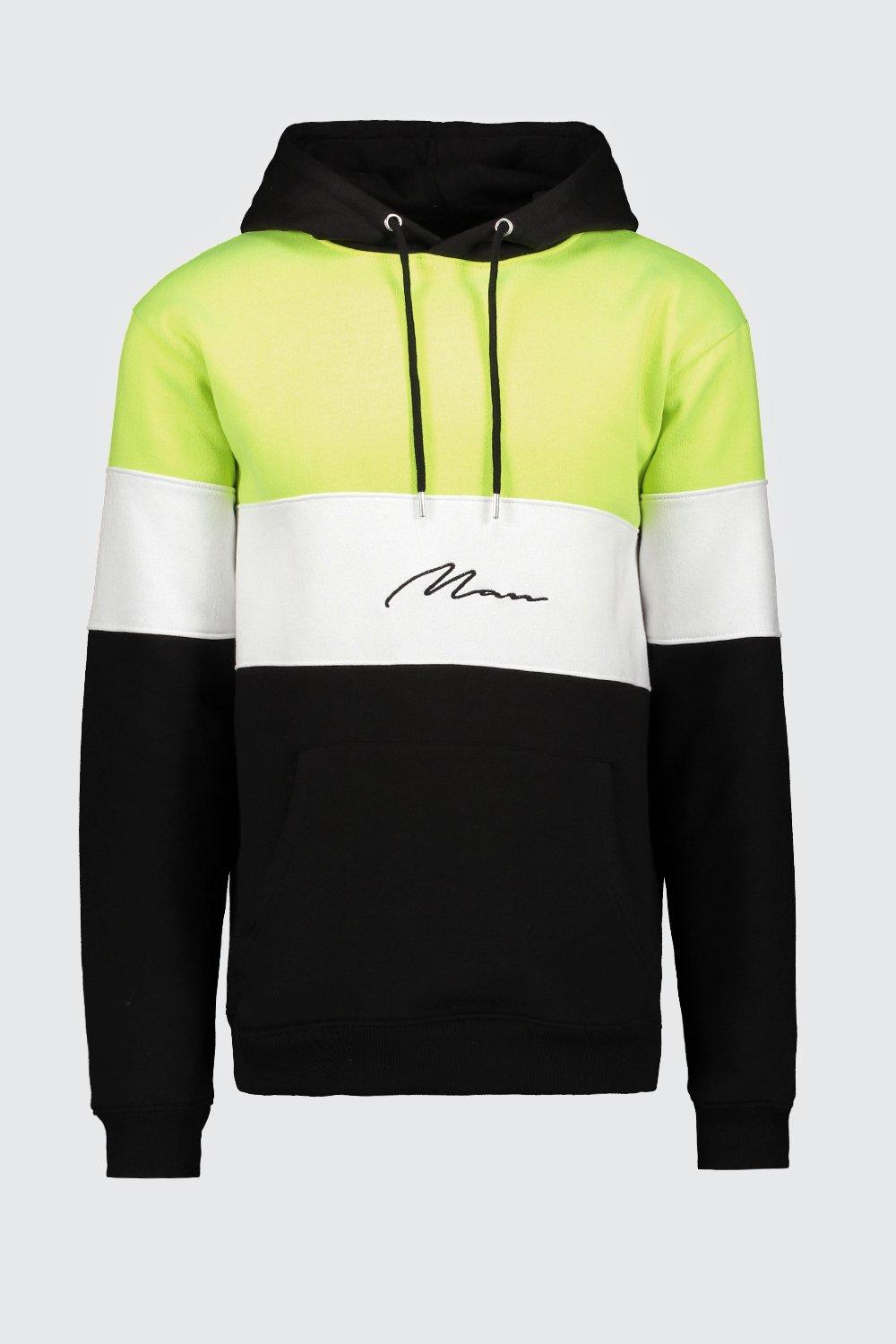 Big & Tall Neon Colour Block MAN Hoodie