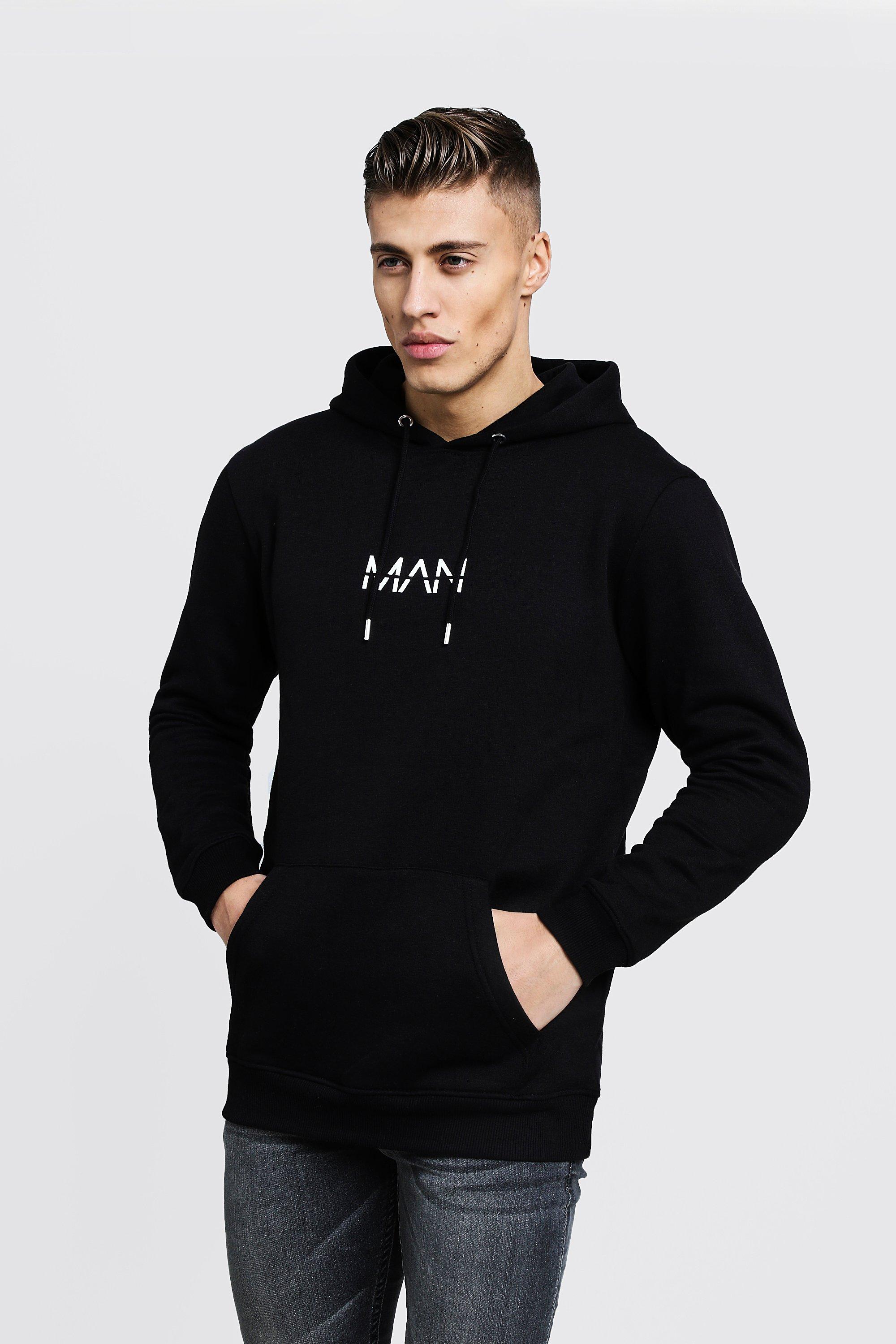 boohoo man black hoodie