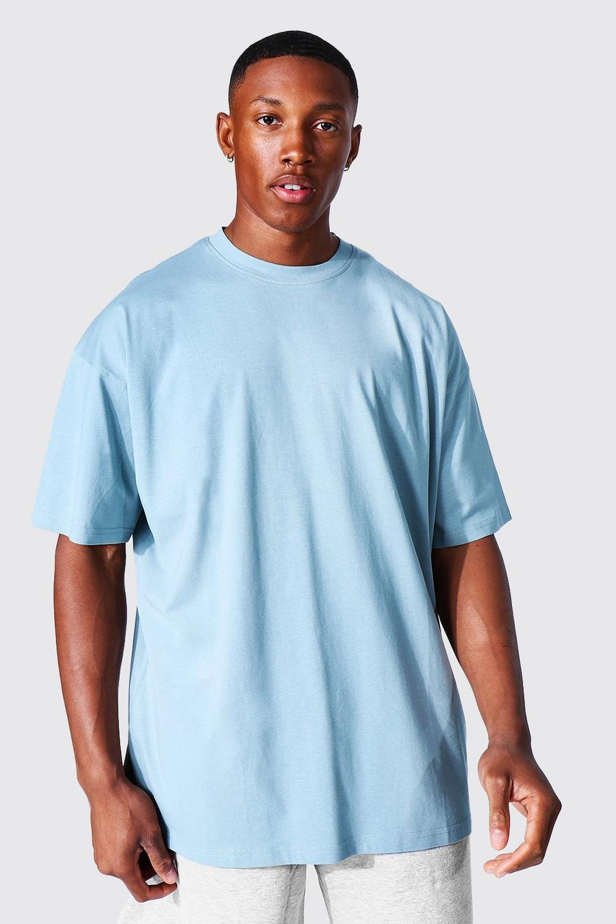 Dusty blue Oversize t-shirt med rund hals image number 1