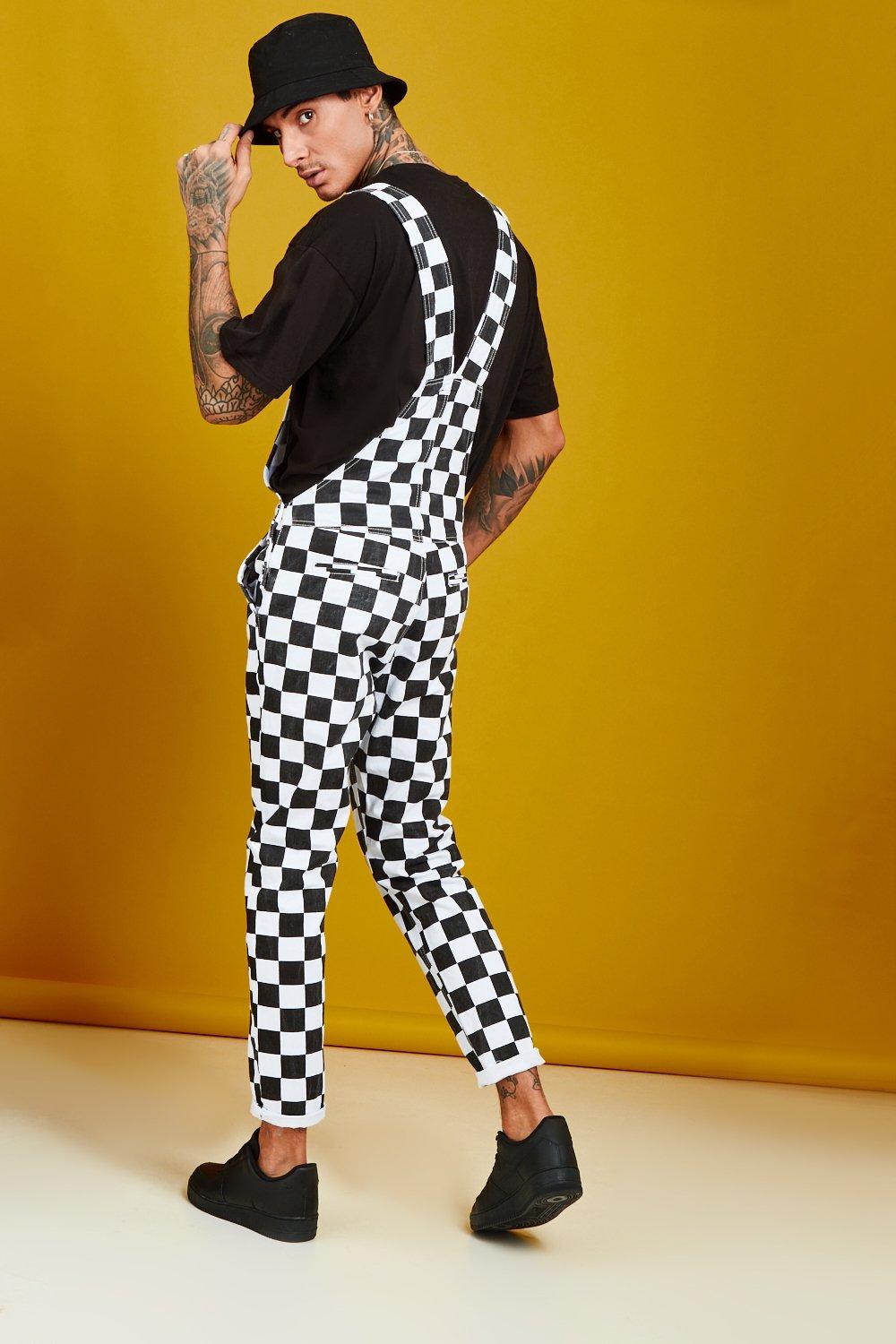 checkered overalls men's