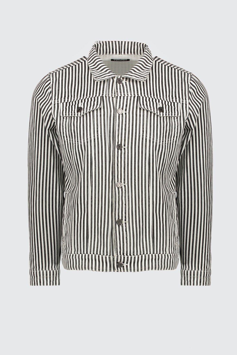 Black and white shop striped denim jacket