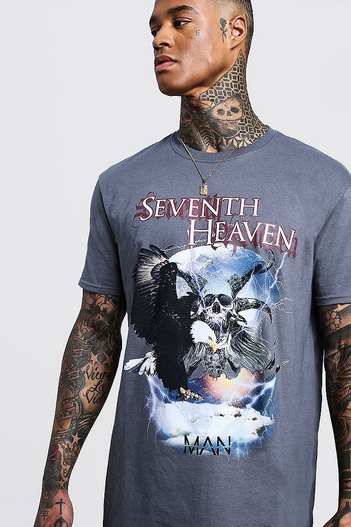 Loose Fit Seventh Heaven Design T Shirt Boohoo