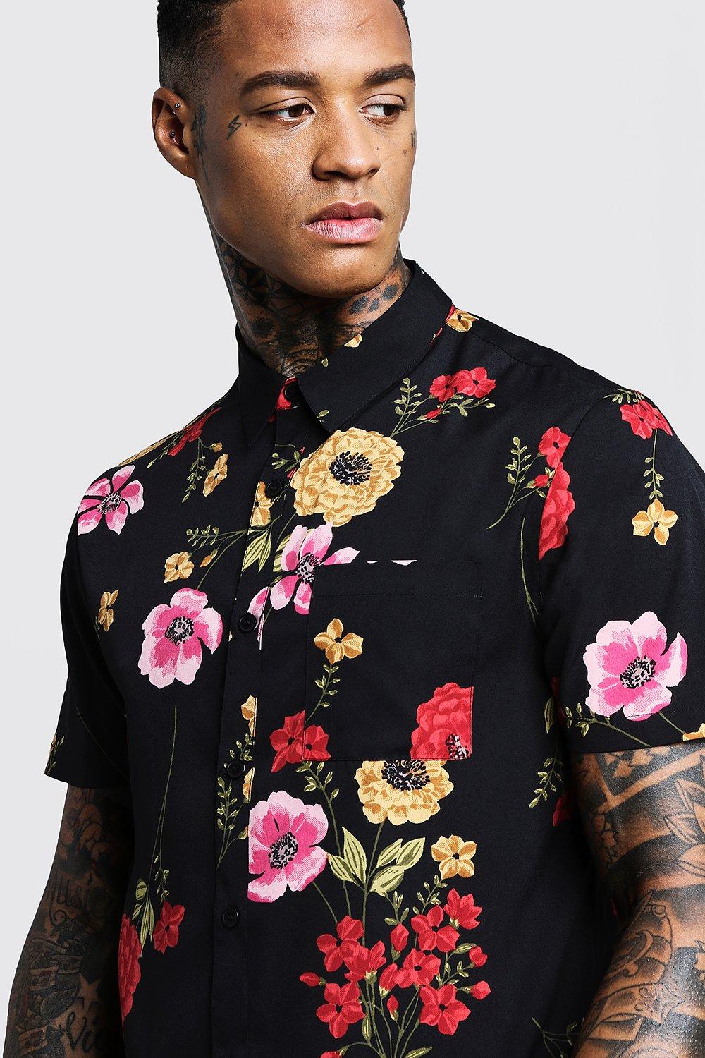 Red flower printed store shirt