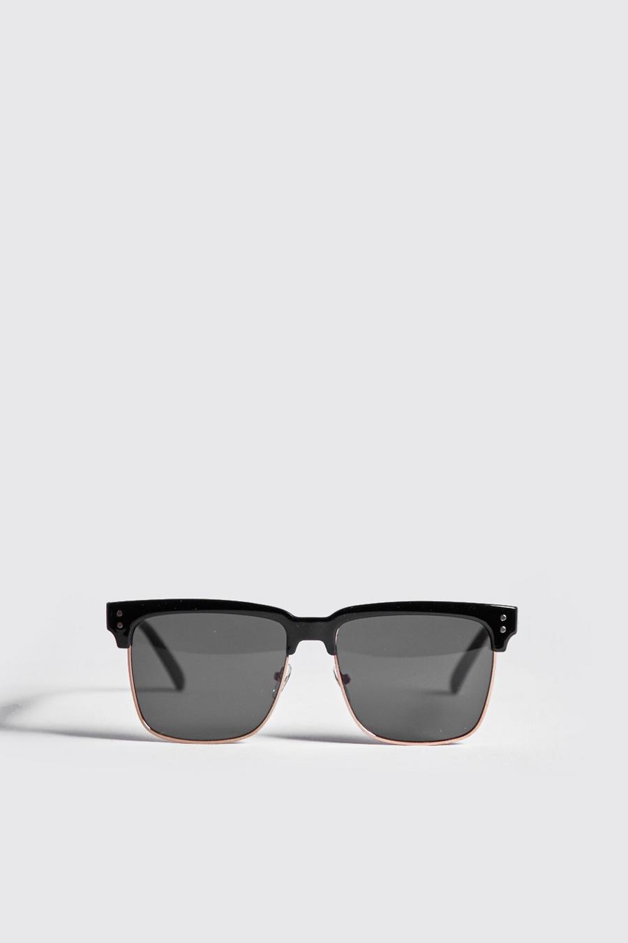 Retro-Sonnenbrille mit eckigen Gläsern, Schwarz image number 1