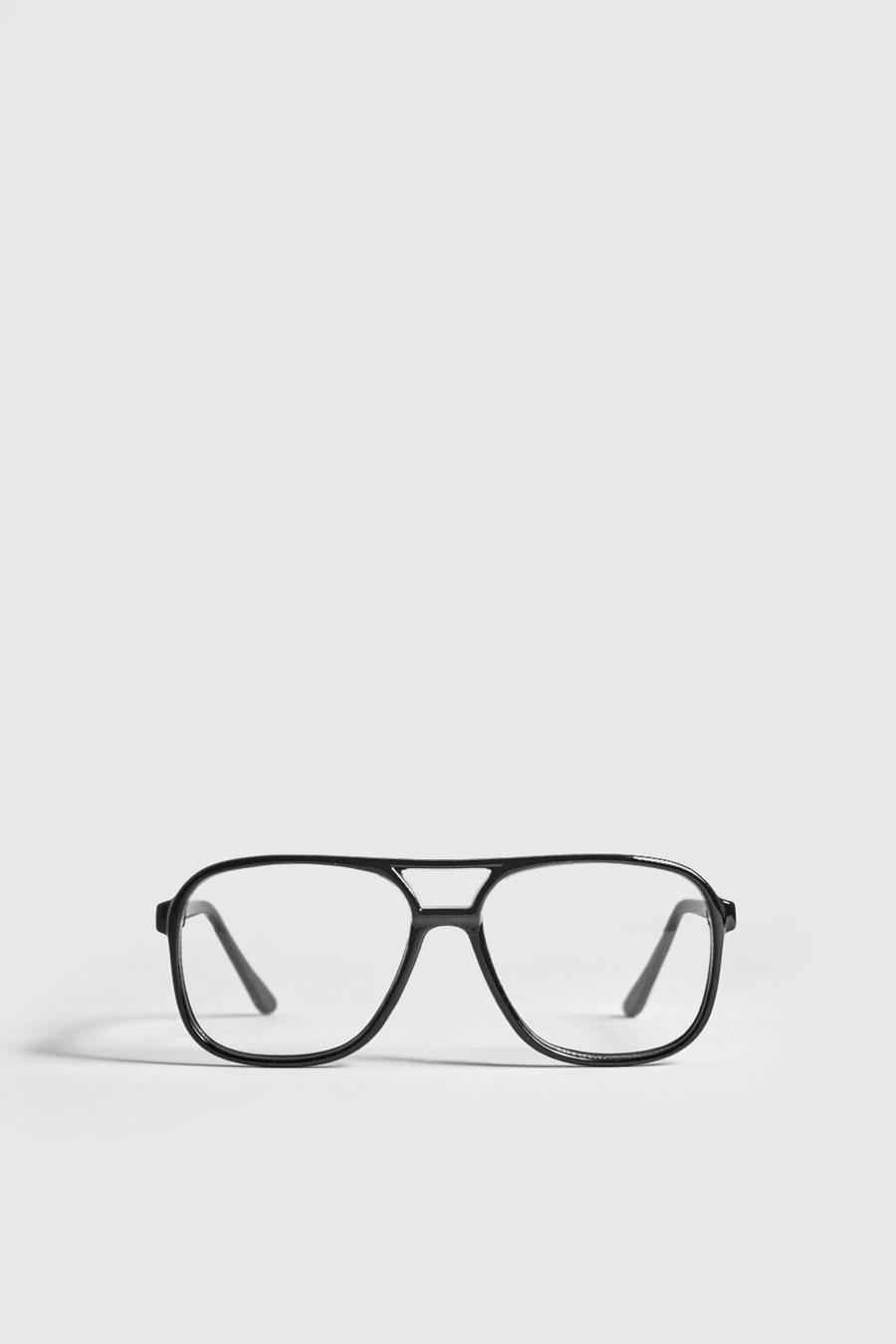 שחור משקפיים אופנתיים בסגנון גיקי עם עדשות שקופות image number 1
