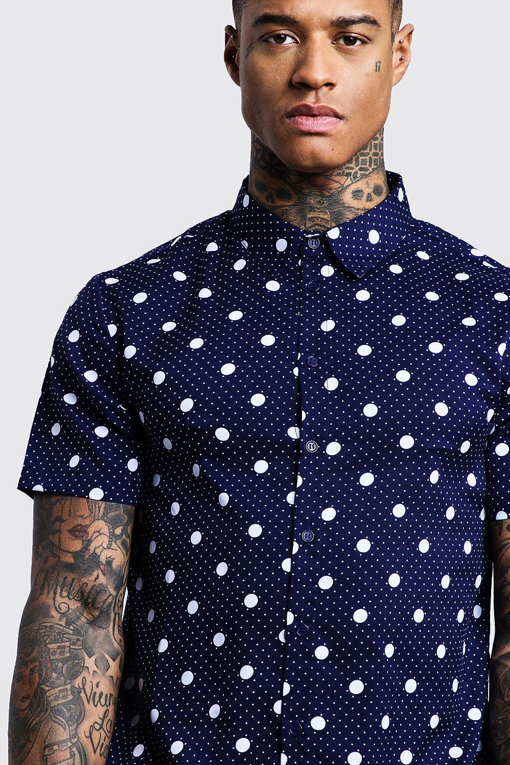 mens polka dot shirt short sleeve