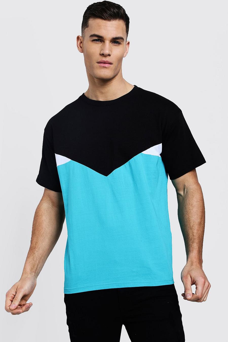 T-shirt a sezioni con motivo a spina di pesce image number 1