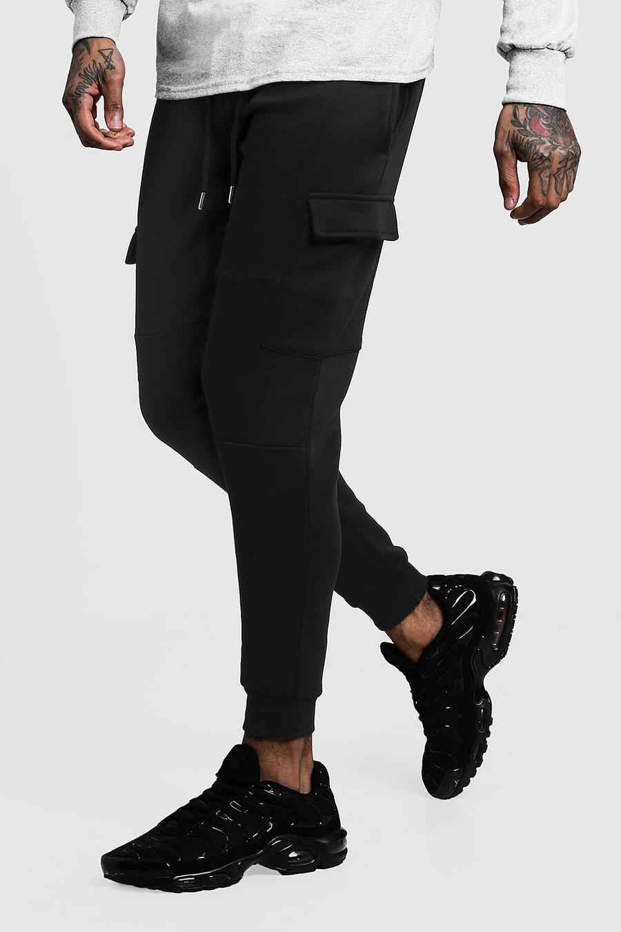 Pantalón deportivo pitillo cargo con paneles, Negro image number 1