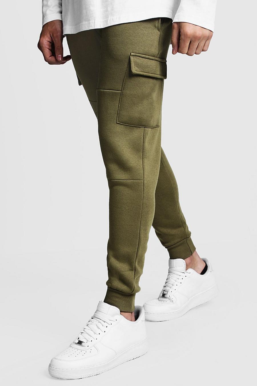Olive Skinny Fit Panelled Cargo Joggers image number 1
