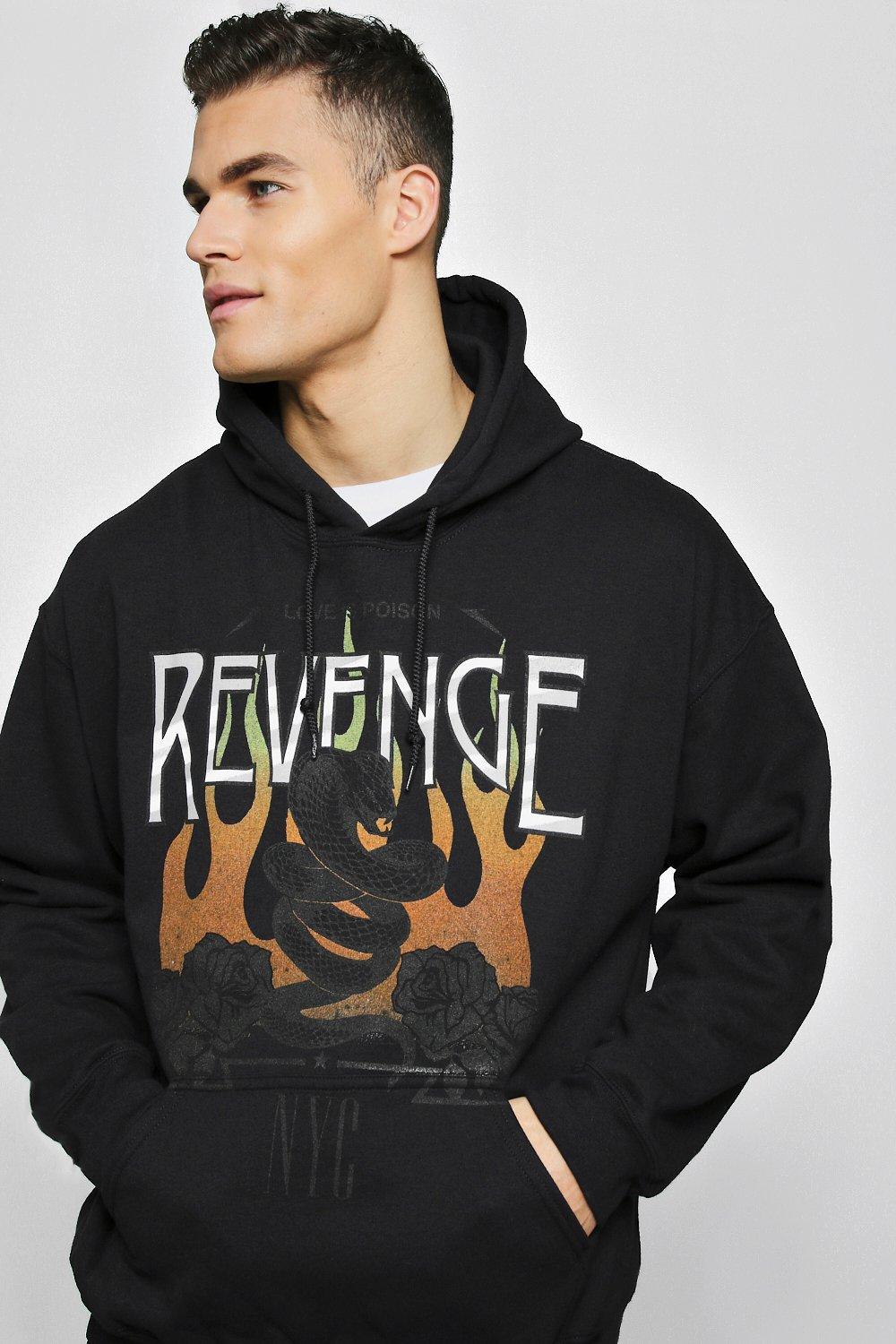 Sudadera con capucha con estampado Revenge extragrande