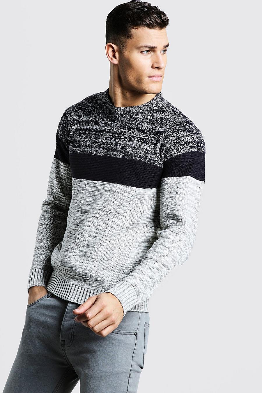 Navy Colour Block Sweater image number 1