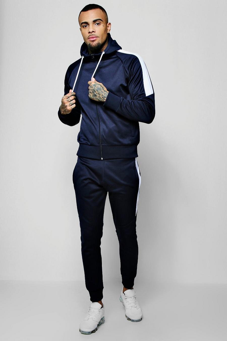 Tricot Zip Through Tracksuit With Contrast Panel image number 1