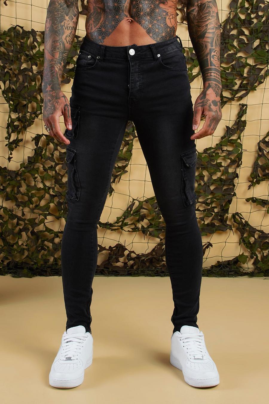 Jeans cargo super skinny con cerniere alle caviglie, Canna di fucile image number 1