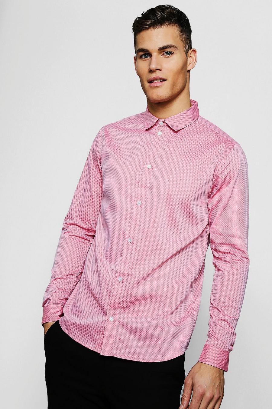 Textured Oxford Dobby Long Sleeve Smart Shirt image number 1