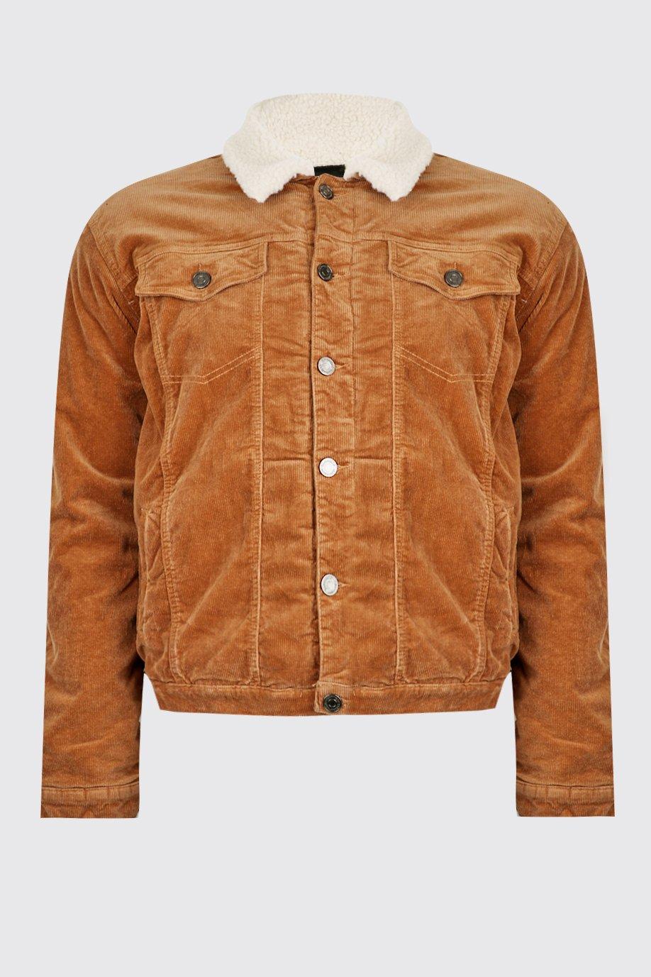 Tan borg lined cord on sale jacket