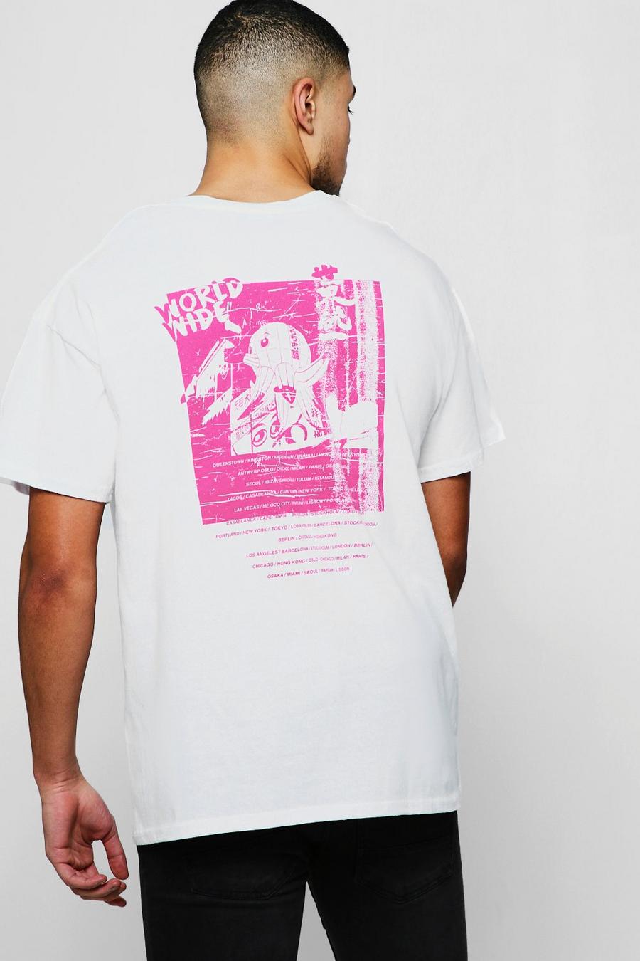 White Neon Pink Back Graphic T-Shirt image number 1