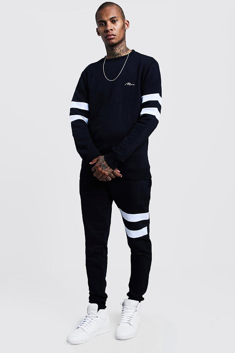 Contrast Sleeve Panel Sweater Tracksuit image number 1