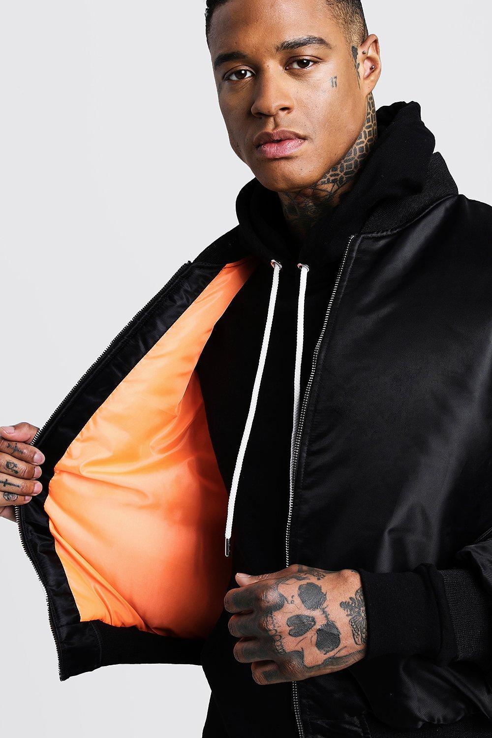 Black jacket with outlet orange lining