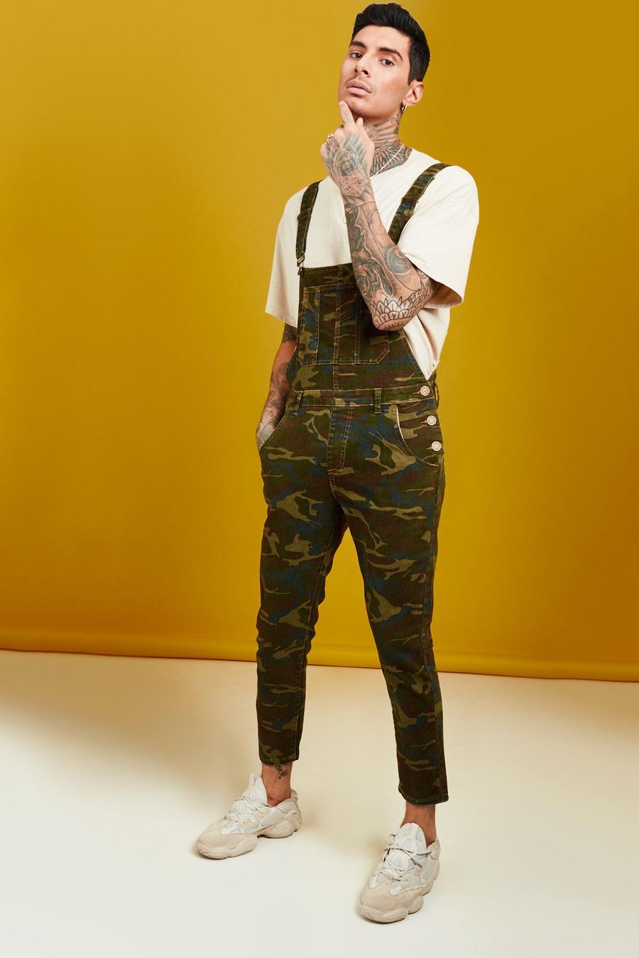 Skinny Fit Camo Print Dungarees image number 1