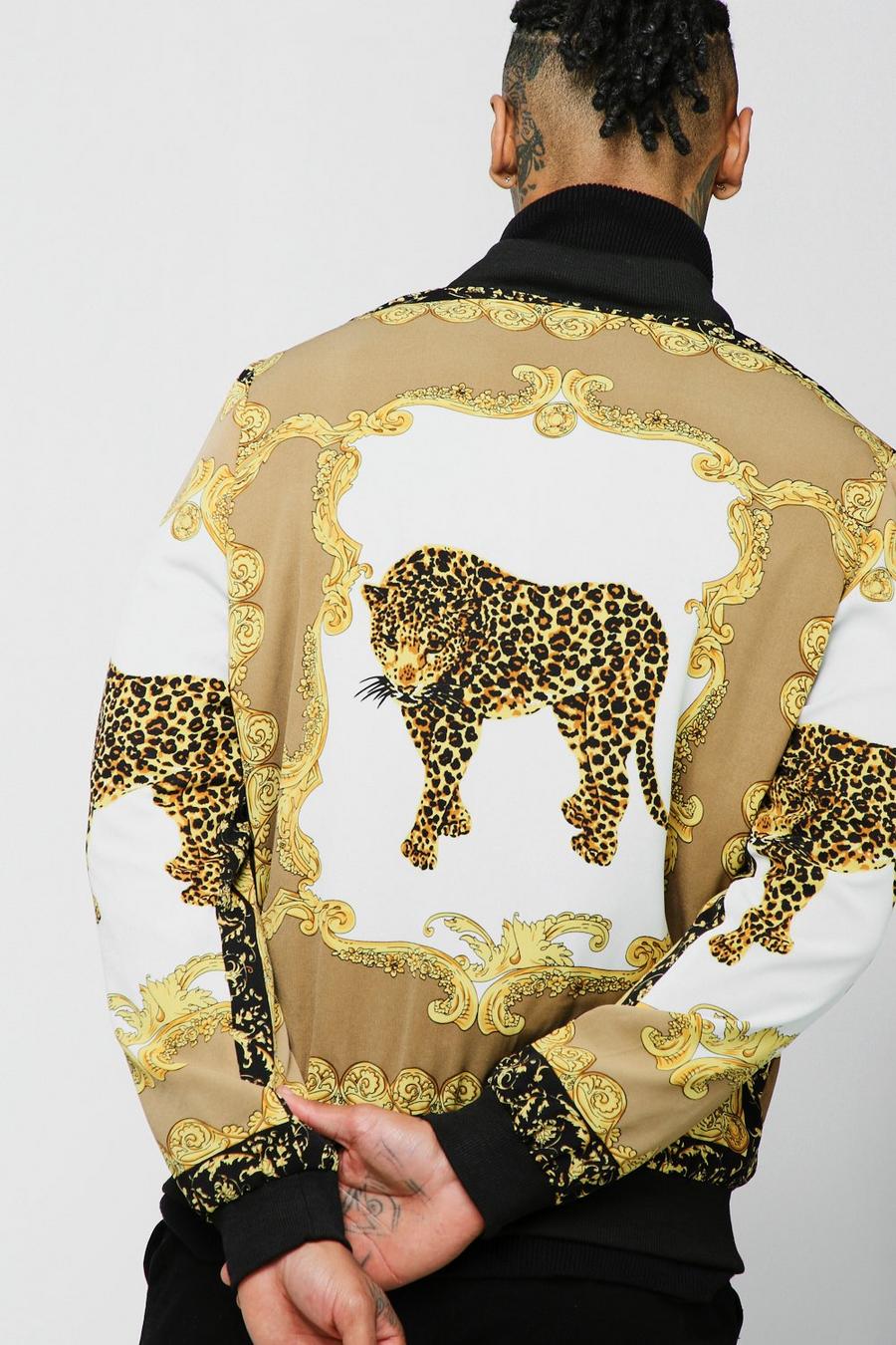 Baroque Leopard Print Bomber Jacket image number 1