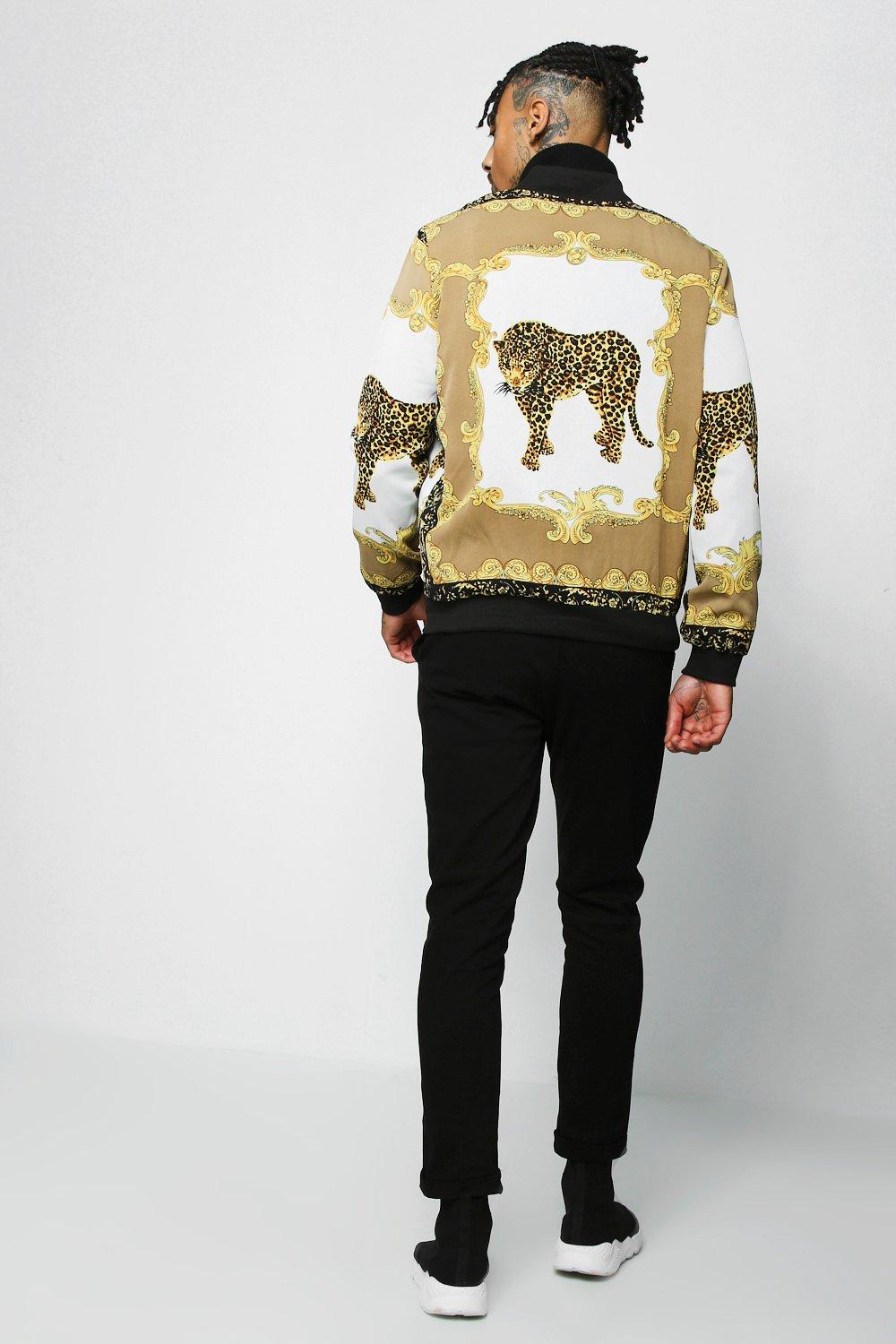 Mens leopard clearance print bomber jacket